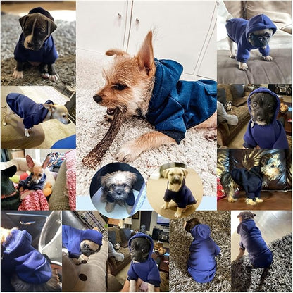 Jecikelon Winter Dog Hoodie Sweatshirts with Pockets Warm Dog Clothes for Small Dogs Chihuahua Coat Clothing Puppy Cat Custume (Navy, Medium)