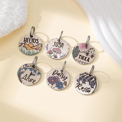Colorful Dog Tags Personalized, Engraved Dog Tags with Colored Printing for Pets, Dog Name tag with deep Engraving, Custom pet ID Tags, Customizable cat Collar Holder tag (Bluebell)