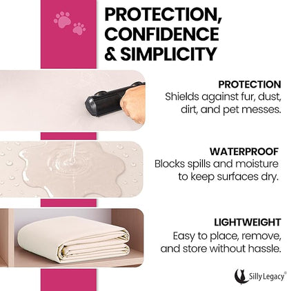 SILLY LEGACY Thin Reversible Waterproof Protective Cover or Liner for Bed or Couch (Twin Size 90 x 55 inch), for Dogs and Cats, Babies; Incontinence, Urine, Drool
