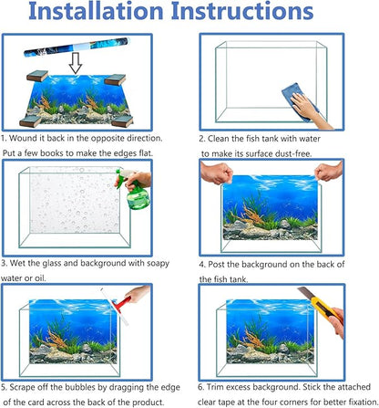 Aquarium Background Poster Water Plants 3D Coral Fish Tank Background Picture Double Sides Fish Tank Stickers 10 20 Gallon Tank 12"x 25"