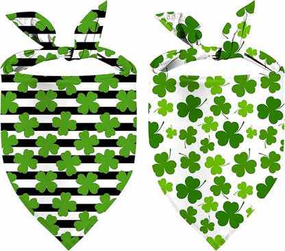 St. Patrick's Day Dog Bandana, 2 Pack Adjustable Holiday Party Pets Saint Patrick Day Bandana Lucky Triangle Bibs Cat Scarf Set