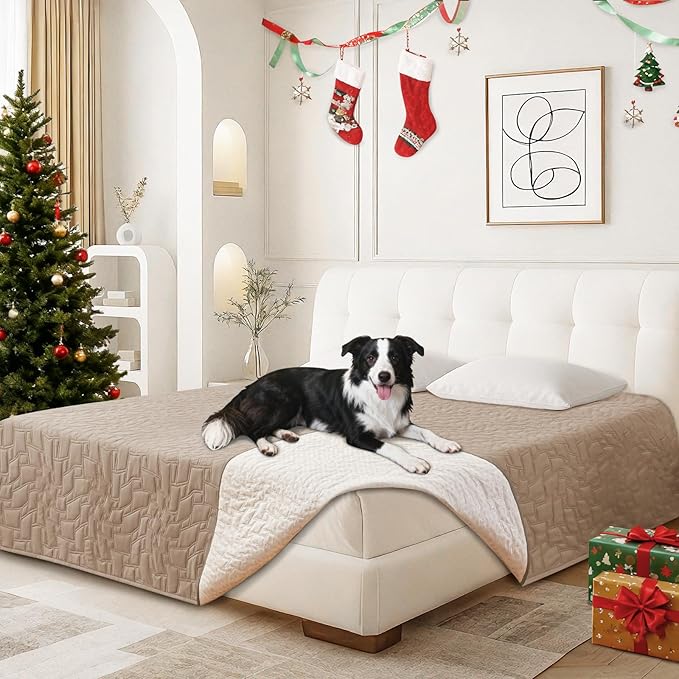 Waterproof Couch Covers for Pets, Waterproof Dog Bed Cover, Anti-Slip Soft Dog Blankets, Couch Cover for Dogs Washable, Pet Blanket for Puppy Large Dogs Cat (30x53 Inch, Khaki)
