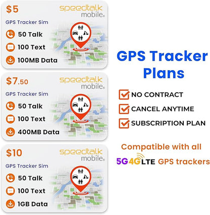SpeedTalk SIM Card for GPS Trackers Pet Kids Senior Vehicle Car Activity 4G LTE Tracking Devices | 30 Days Wireless Plan | 3 in 1 Simcard - Standard Micro Nano | No Contract | USA Canada Mexico