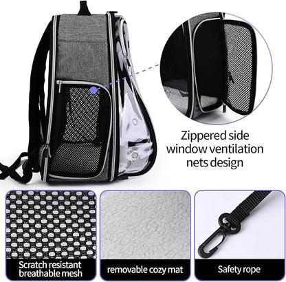 BAGLHER Cat Carrier Backpack Bubble - Fit Up to 18 Lbs - Airline-Approved Dog Backpack Carrier for Small Pets Puppies Dogs Bunny, Space Capsule Dog Carrier Backpack for Travel Outdoor Hiking, Grey