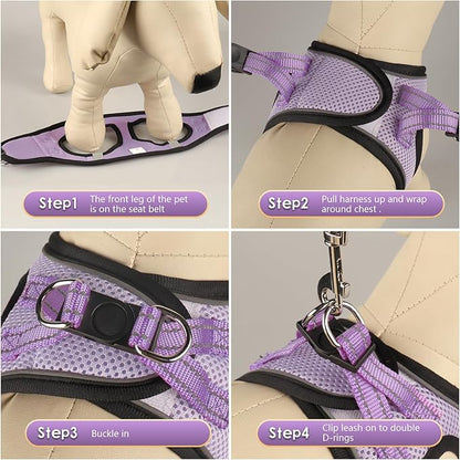 YIMEIS Dog Harness and Leash Set, No Pull Soft Mesh Pet Harness, Reflective Adjustable Puppy Vest for Small Medium Large Dogs, Cats (Taro Purple, X-Small (Pack of 1)