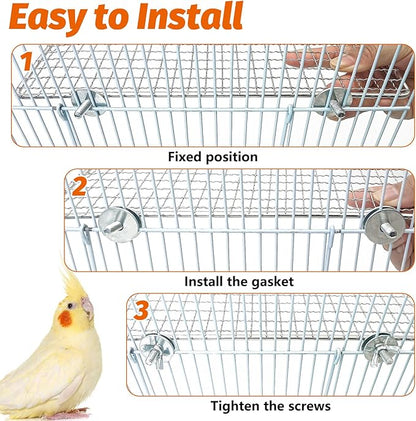 BNOSDM 2 Pack Bird Perch Platform Stainless Steel Birds Perches Parrot Shelf Training Stand Small Animals Cage Accessories for Parakeets, Budgies, Conures, Cockatiels, Lovebirds (L)