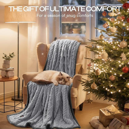Luciphia Waterproof Pet Blanket, Liquid Pee Proof Dog Blankets for Sofa Bed Couch, Reversible Sherpa Fleece Furniture Protector Cover for Small Medium Large Dogs Cats,Light Grey Small（40" x 28"）