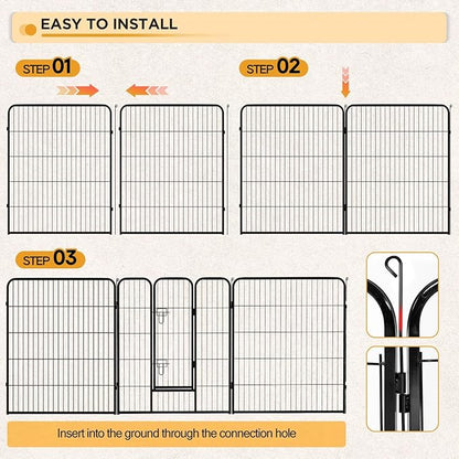 BestPet Indoor Dog Playpen,40inch 16 Panels Dog Pen Fence Outdoor Pet Playpen Pet Exercise Pen for RV Camping Yard, Black
