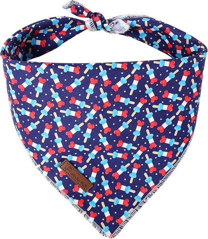 4th of July Dog Bandana, Patriotic Bandana for Small Medium Dog, Cute Patriotic Puppy Bandana, Cotton American Flag Pet Triangle Bid Scarf Kerchief for Girl Boy Dogs or Cats