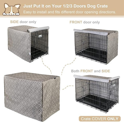 Explore Land Pattern Dog Crate Cover for 36 Inches Wire Cage, Heavy-Duty Polyester 1 2 3 Doors Standard Metal Pet Kennel Enclosure (Vintage Violet)