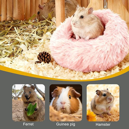Bunny Rabbit Hideout Bed Small Animal Bedding Donut-Shaped Burrowing Pet Bed Soft and Warm Hideaway with Spandex and Fleece Bottoms Cozy Carrier, Cage Accessories
