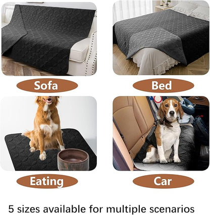Waterproof Dog Blanket, 52x82 inches Pet Couch Covers for Sofa, Bed Furniture Protector from Dogs Washable and Reversible-Black+Darkgrey
