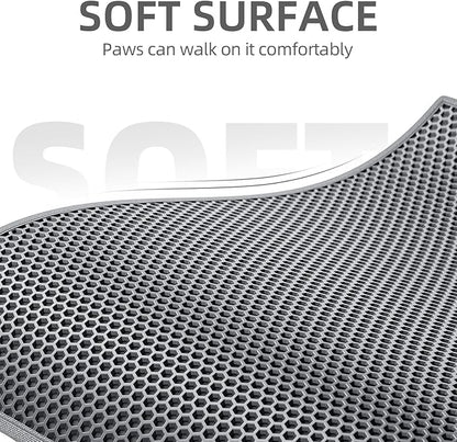 ESTHELLO Cat Litter Mat Large, Cat Litter Trapping Mat, Honeycomb Double Layer Design, Easy to Clean,Washable (36’’ x 30’’ Gray)