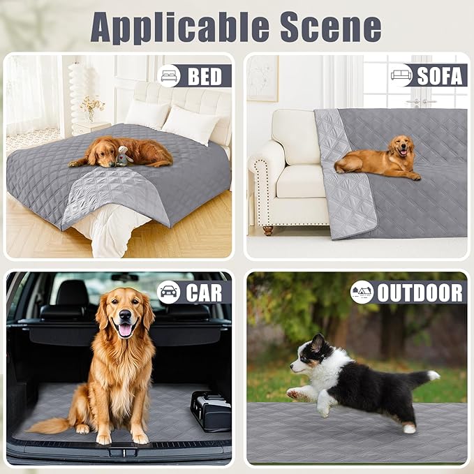 Smiry Waterproof Dog Bed Cover Blanket 82x82, Soft Reversible Pet Blanket, Washable Leakproof Cats Dogs Couch Cover for Sofa, Couch, Furniture, Grey/Light Grey
