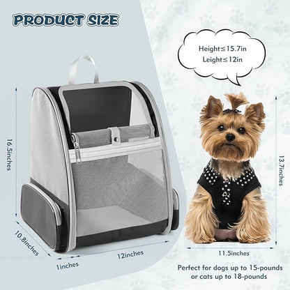 Cat Backpack Carrier, Pet Backpack Carrier Cats and Small Dogs, Collapsible Fully Ventilation Cat Backpack for Outdoors Hiking Camping Travel(up to 16.5lbs)