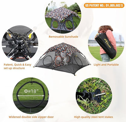 Outdoor Cat Play Tent for Indoors and Outdoors (X- Large Portable Pet House, Outdoor Cat Enclosure for Cats, Rabbits and Small Animals Easy to Connect with Run Tunnels, Cubes (Patented)