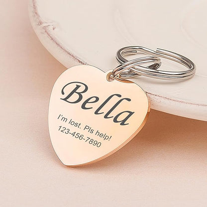 Anavia Personalized Pet ID Tags, Stainless Steel Glossy Laser Engraved Dog Cat Collar Name Tags, Multiple Colors Shapes Sizes (Heart, Regular)