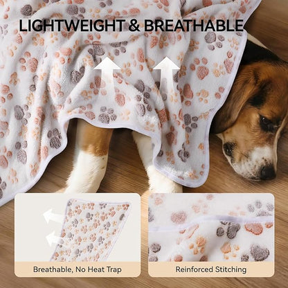 LINENLUX 1 Pack 3 Blankets Super Soft Fluffy Premium Fleece Dog Blankets for Puppy Cat Pet Blanket Flannel Throw Warm Sleep Dog Paw 31x20 inches