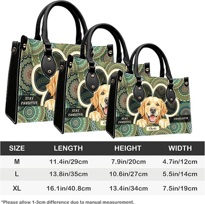 Personalized Pet Mom Leather Handbag – Custom Name Dog Cat Photo Purse, Pet Lover Gifts for Women, Christmas