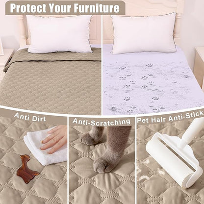 Smiry Waterproof Dog Bed Cover Blanket, Soft Reversible Pet Blanket, Washable Leakproof Cats Dogs Couch Cover for Sofa, Couch, Furniture (82x120 Inch, Taupe/Beige)