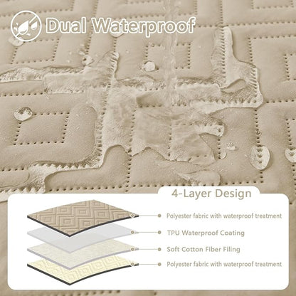 hyha Waterproof Dog Blanket, Soft Pet Bed Blankets, Waterproof Sofa Couch Cover for Dogs Washable, Reversible Pet Couch Covers for Sofa Furniture (52x82 Inch, Taupe/Beige)