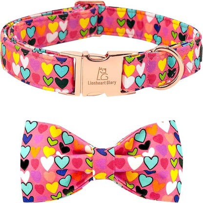 Lionheart glory Valentine's Dog Collar, Dog Collars with Bow, Pet Collar Adjustable Dogs Bowtie Pet Collars for Large Dogs