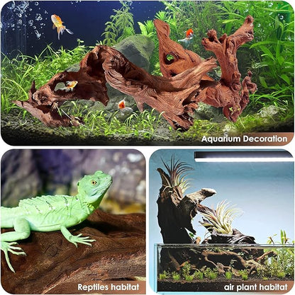 Jorewood Natural Aquarium Driftwood for Fish Tanks & Reptile Terrariums – Safe Fish Tank Decorations, Unique Twisted Branches 2-Piece 10-14 Inch Low Tannin, Easy to Sink
