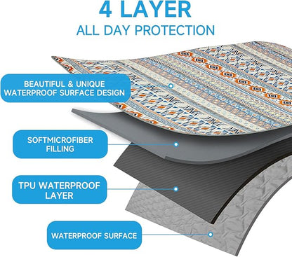Waterproof Dog Blanket, Bohemian Dog Bed Cover Pet Blanket, Reversible Sofa Couch Cover for Dogs Washable, Protect Furniture Bed Couch Sofa for Puppy Cat (Blue Medallion, 52×82 Inch)