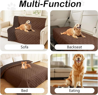 hyha Waterproof Dog Bed Blanket, Soft Pet Blankets, Waterproof Couch Cover for Dogs, Reversible Sofa Covers Washable for Furniture (52x82 Inch, Brown/Chocolate)