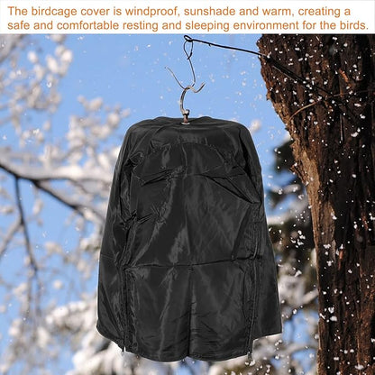 PATIKIL 12" Lx12 Wx17 H Bird Cage Cover, Nylon Rain-Proof Lightproof Shade Good Night Birdcage Cover with Zipper for 12 Inch Cage Parrot Pigeon, Black