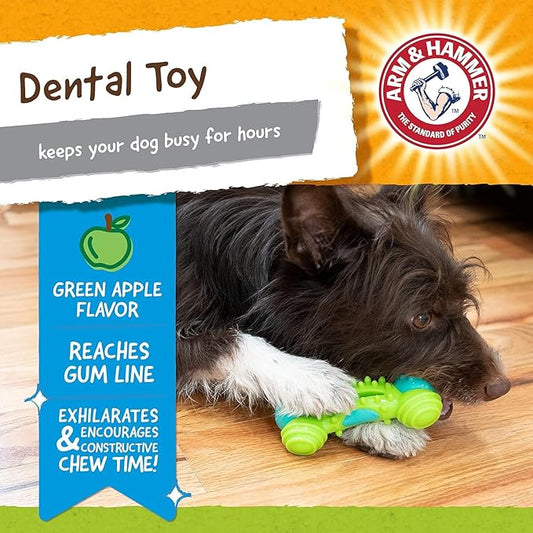 Arm & Hammer for Pets Nubbies Duality Bone Dental Dog Toy - Best Dog Chew Toy for Moderate Chewers - Helps Reduce Plaque & Tartar- Green Apple Flavor, Baking Soda Enhanced - 2 Pack