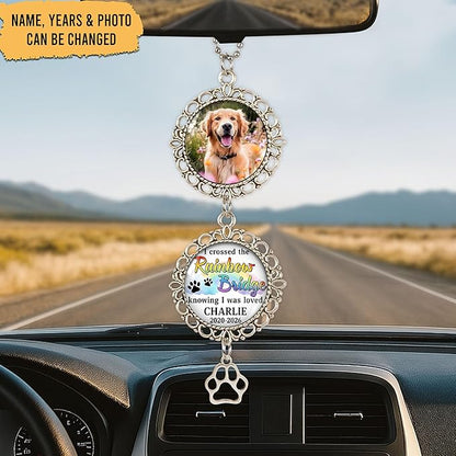 Hyturtle Personalized Pet Memorial Car Hanging Ornament - Custom Photo Pet Memorial Gifts Rearview Mirror Hanging Accessories - Loss of Dog Sympathy Gift - Pet Memorial Gifts for Loss of Dog