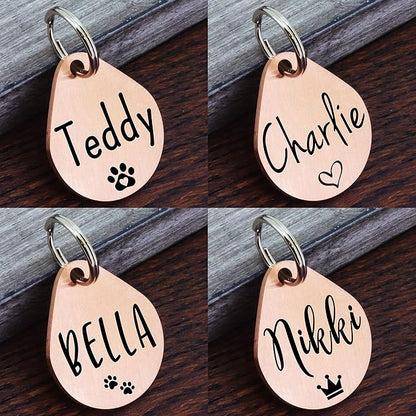 Ultra Joys Dog ID Tag, Custom Dog Tag Personalized Cat Tag, Pet ID Tag, Brushed Stainless Steel Teardrop Dog Tag Rose Gold Small