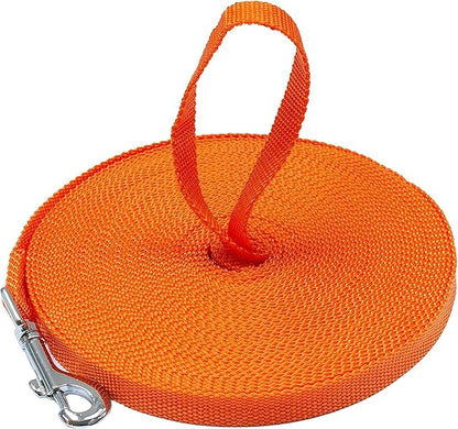 Long Dog Puppy Obedience Recall Training Agility Lead, Leash - ORANGE, 50' Foot - by, Downtown Pet Supply
