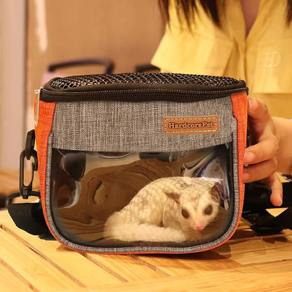 Small Pet Carrier Bag, Breathable & Portable – Small Animal Travel Bag with Detachable Strap Zipper for Sugar Glider, Hamster, Rat，Gerbils (Orange)