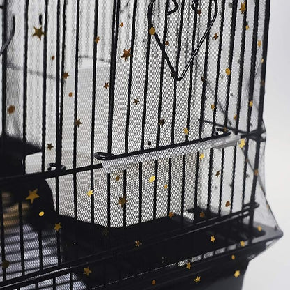 QBLEEV Extra Large 29.5" Mesh Bird Seed Catcher, Bird Cage Guard Cover with No Mess, Birdcage Nylon Shell Skirt Traps Guards to Protect Floors, Stretchy Cage Covers with Secure Fit