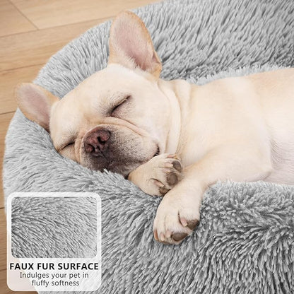 MIXJOY Orthopedic Dog Bed Comfortable Donut Cuddler Round Pet Beds Ultra Soft Washable Dog and Cat Cushion Bed (20''/23''/30'') (30'', Grey)
