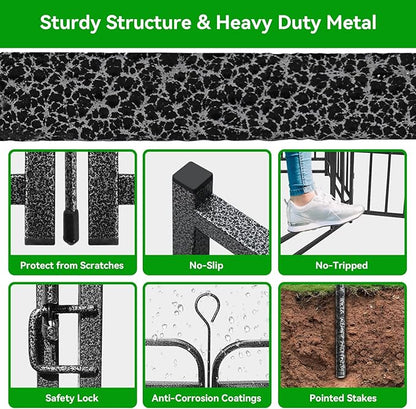 Heavy Duty Dog Playpen: 12 Steel Panels 40" Height, Square Steel Pipe with Reinforced Crossbars, 27FT 57 Sq.ft Portable Fence for Yard RV Camping, Snowy Black