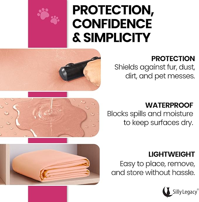 SILLY LEGACY Thin Reversible Waterproof Protective Cover or Liner for Bed or Couch (Twin Size, 90 x 55 inch), for Dogs and Cats, Babies; Incontinence, Urine, Drool