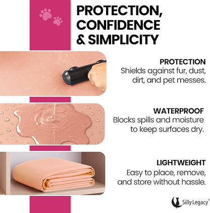 SILLY LEGACY Thin Reversible Waterproof Protective Cover or Liner for Bed or Couch (Twin Size, 90 x 55 inch), for Dogs and Cats, Babies; Incontinence, Urine, Drool