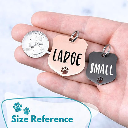 Ultra Joys Dog Tags Personalized for Pets - Hollow Paw Custom Pet ID Tag - Engraved Dog Tag for Small, Large Dogs - Small Badge in Rose