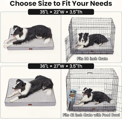 OhGeni Orthopedic Waterproof Dog Bed for Medium Large Dogs, Machine-Washable Removable Cover in Easy-Clean Fabric, High Density Foam & Easy-Carry Handle, Suitable for Crate, 35 inch (Black)