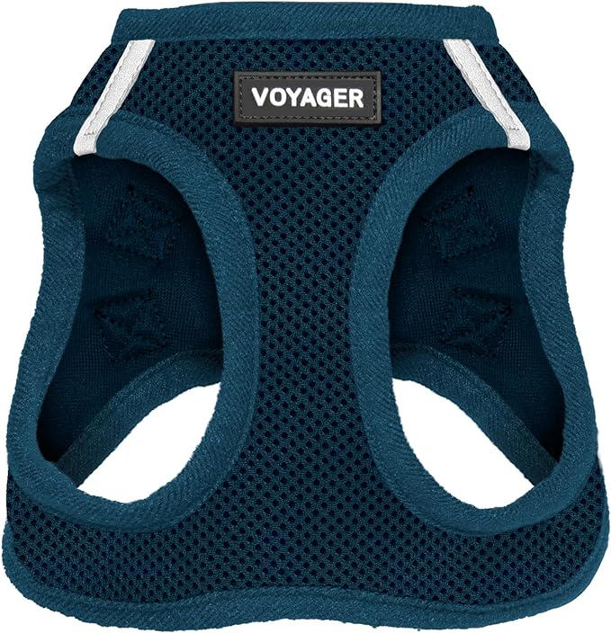 Best Pet Supplies Voyager Step-in Air Harness - All Weather Mesh, Reflective, No Pull Harness for Dogs, Cats - Secure with Hook & Loop Fastener, Buckle, Double D-Rings - Blue, L