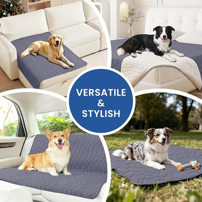 Waterproof Dog Bed Cover, Non-Slip Dog Blanket for Couch, Couch Covers for Dogs Washable, Pet Blanket for Furniture, Pet Bed Mat for Sofa, Car, Pet Supplies (52x82 Inch, Grey Blue)