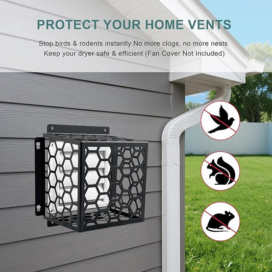 Dryer Vent Bird Guard - Universal Fits for 3" to 4" Dryer Vents & Exhaust Fan Ventilation Cover (Kitchen/Bathroom), Steel Ventilation Bird Cage, Black