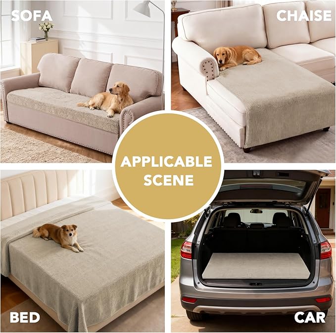 H.VERSAILTEX Non Slip Pet Couch Cover Chenille Dog Bed Protector Thick Soft Sofa Slipcover Pet Friendly Washable Couch Cushion Covers for Pets (68" x 82", Island Fossi)