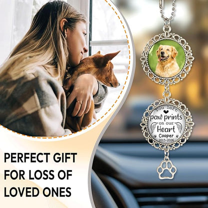 Hyturtle Personalized Pet Memorial Car Hanging Ornament - Custom Photo Pet Memorial Gift Rearview Mirror Hanging Accessories -Dog Remembrance Gifts - Loss of Dog Sympathy Gift - Car Memorial Gifts