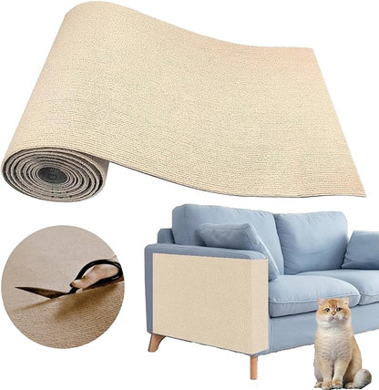 Cat Scratching Climbing Carpet Mat, Adhesive Trimmable Cat Scratcher Furniture Protector, Cat Post Covered Pad Replacement for DIY Cat Tree Shelf Steps Couch Corner Wall (Khaki, 39.3x15.8Inch)