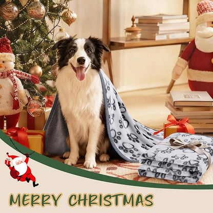 Luciphia Premium Soft Dog Blanket for Small Medium Large Dogs Washable 300GSM Fluffy Warm Fleece Puppy Cat Paw Print Pet Flannel Grey Paw XL(57"x40")
