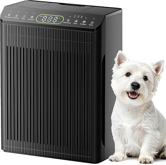 Air Purifiers for Home Large Room up to 2200sq.ft with Washable Filters, EVALIT Air Purifier for Home Pets with Fragrance, PM 2.5 Display Air Quality Sensor for Smoke Dust Odors, Black, 1Pack+3Modes